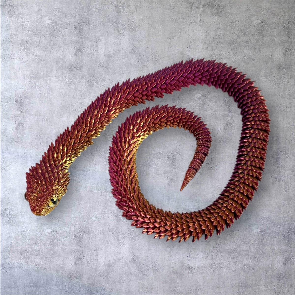 2ft Bush Viper 3D Printed Figurine with Glass Eyes