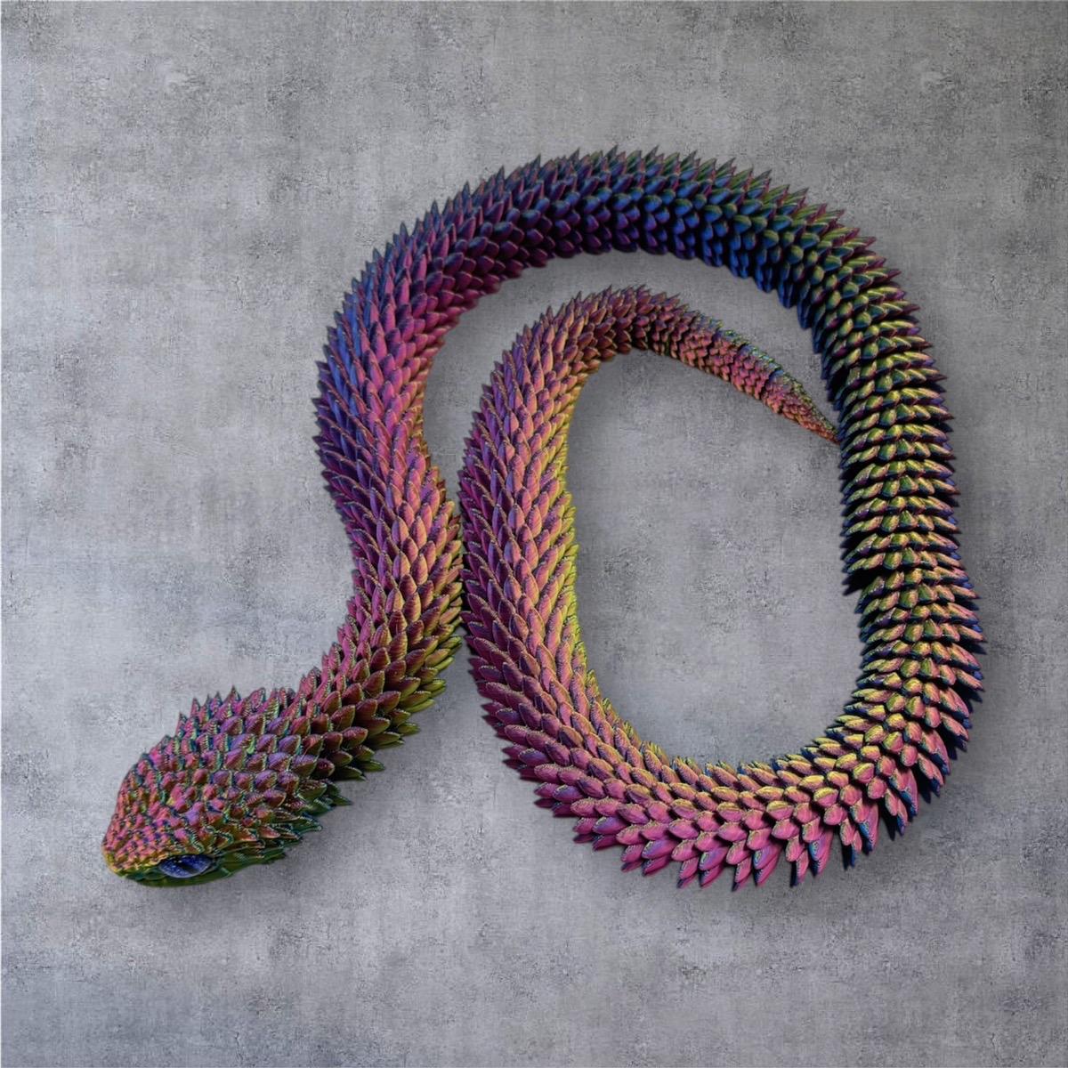 2ft Bush Viper 3D Printed Figurine with Glass Eyes