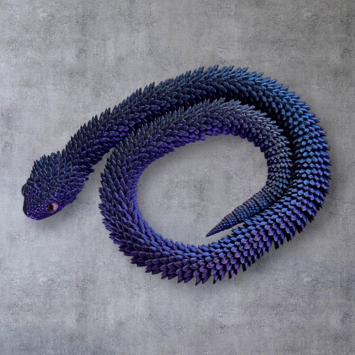 2ft Bush Viper 3D Printed Figurine with Glass Eyes