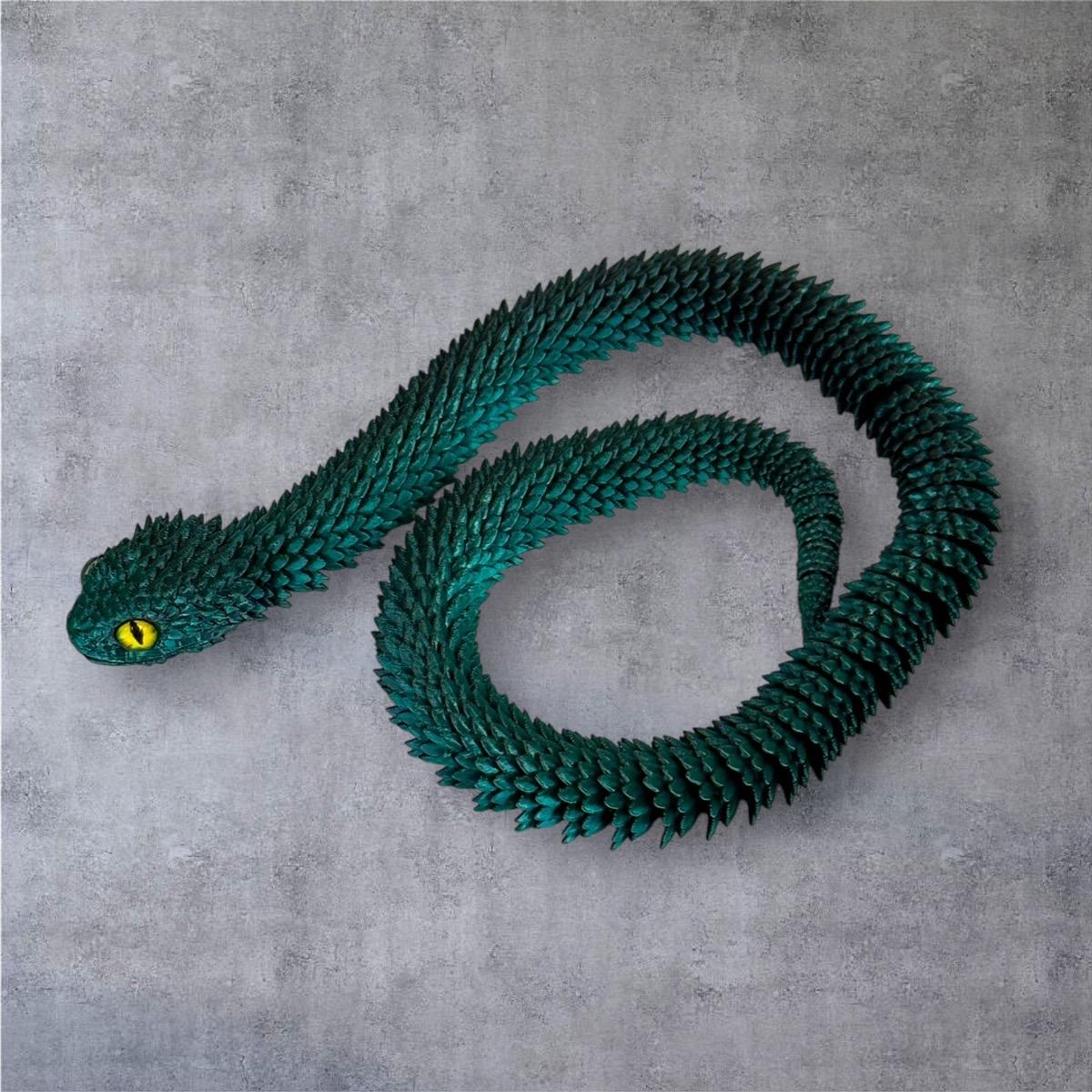2ft Bush Viper 3D Printed Figurine with Glass Eyes