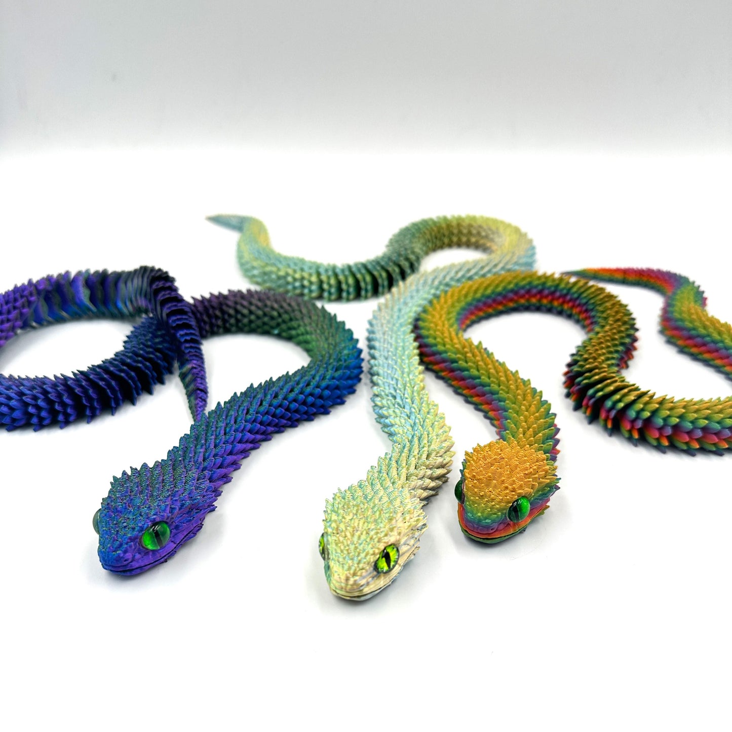 2ft Bush Viper 3D Printed Figurine with Glass Eyes