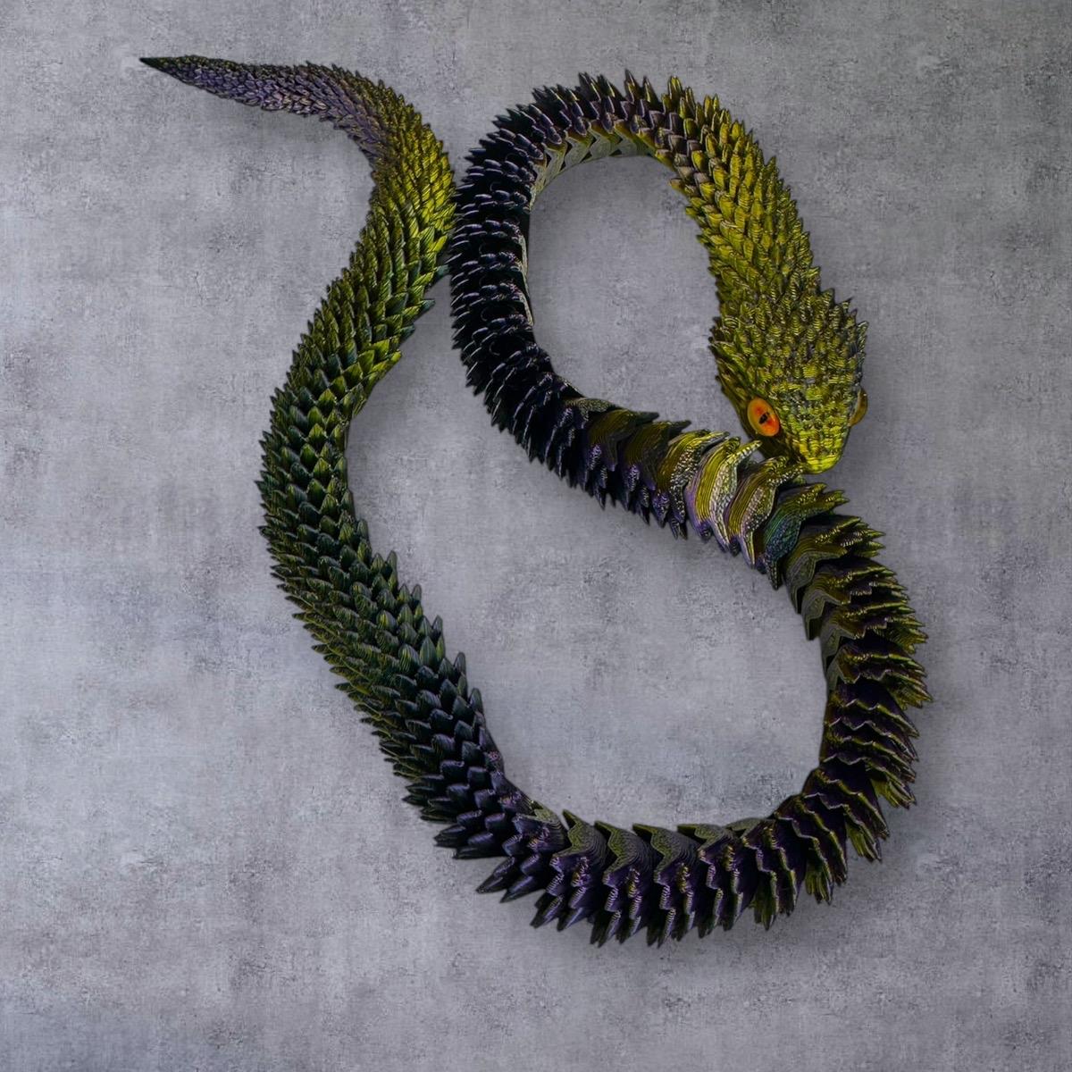2ft Bush Viper 3D Printed Figurine with Glass Eyes