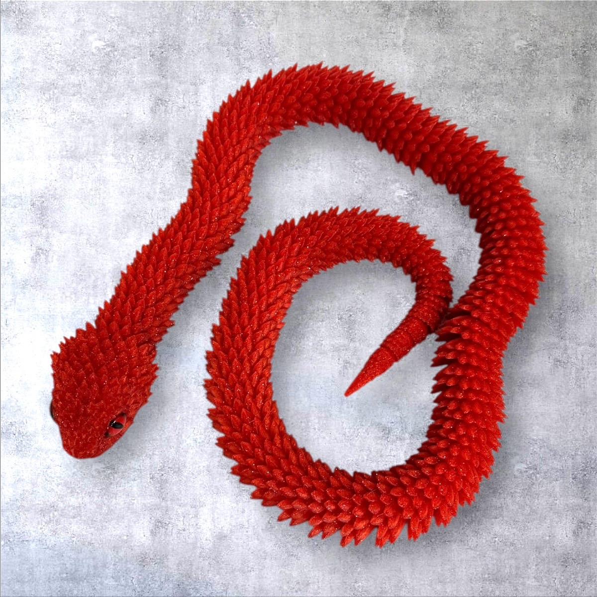 2ft Bush Viper 3D Printed Figurine with Glass Eyes