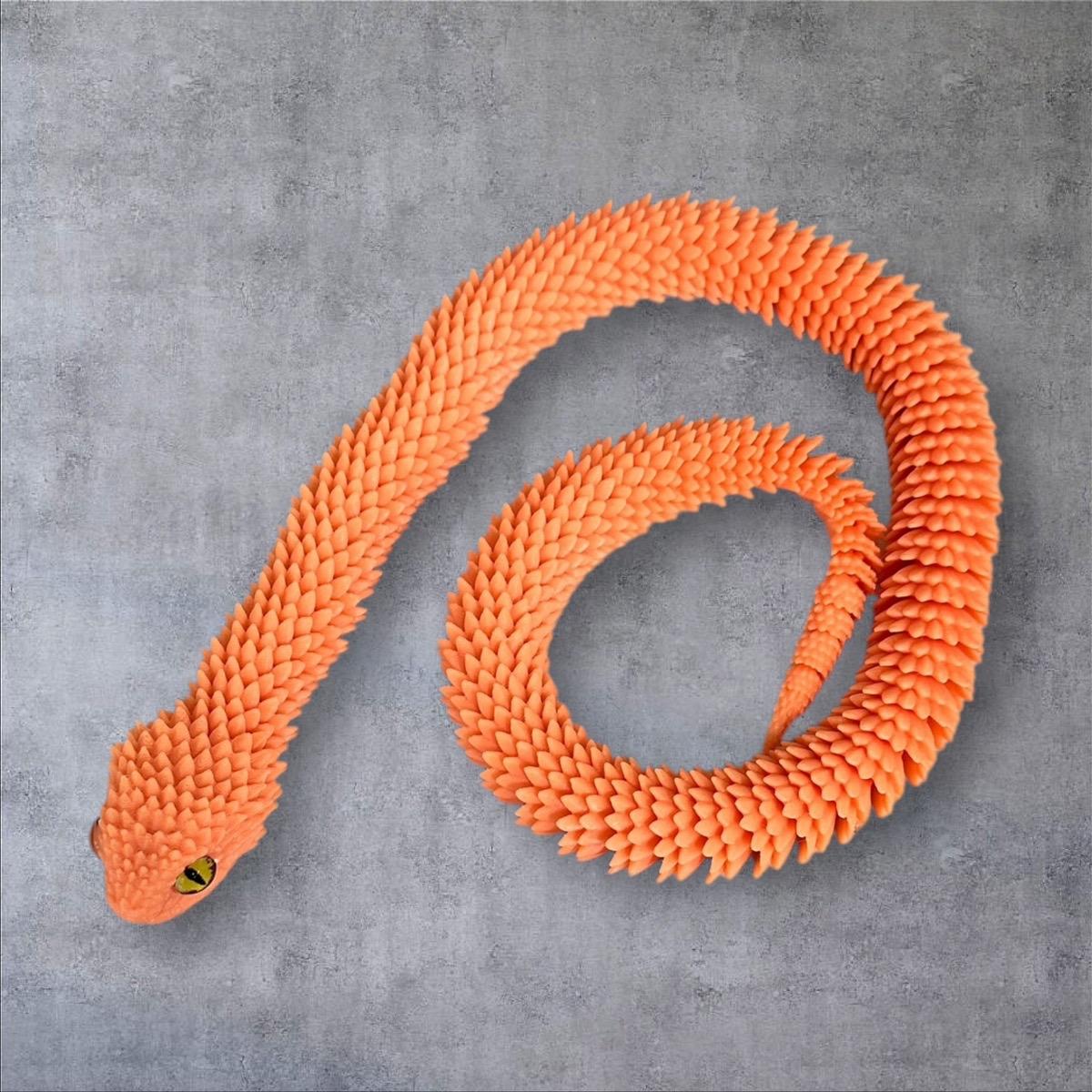2ft Bush Viper 3D Printed Figurine with Glass Eyes
