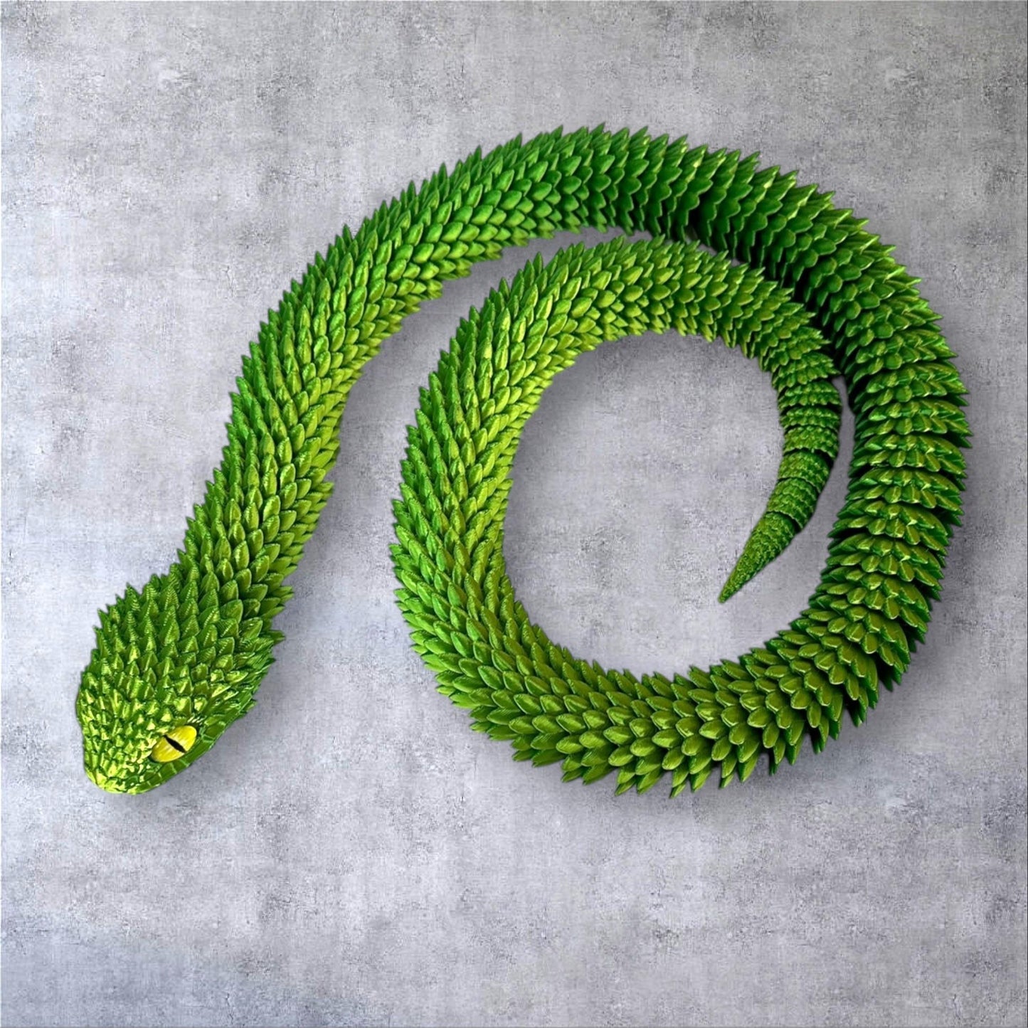 2ft Bush Viper 3D Printed Figurine with Glass Eyes