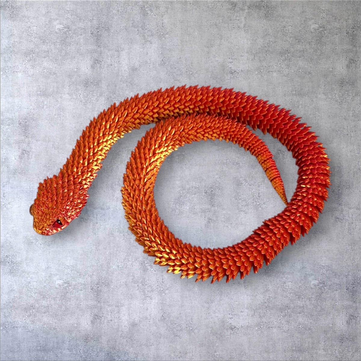 2ft Bush Viper 3D Printed Figurine with Glass Eyes