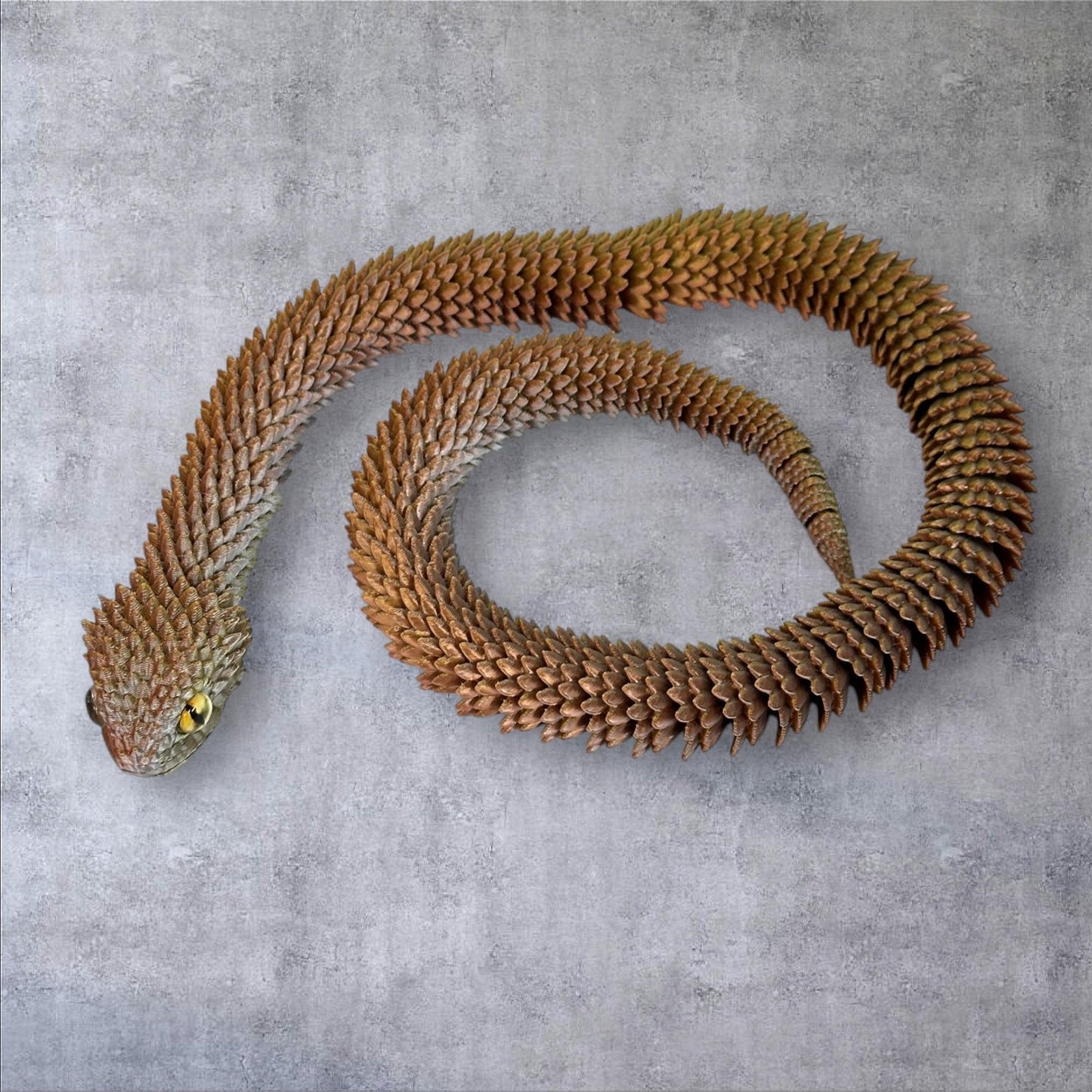 2ft Bush Viper 3D Printed Figurine with Glass Eyes
