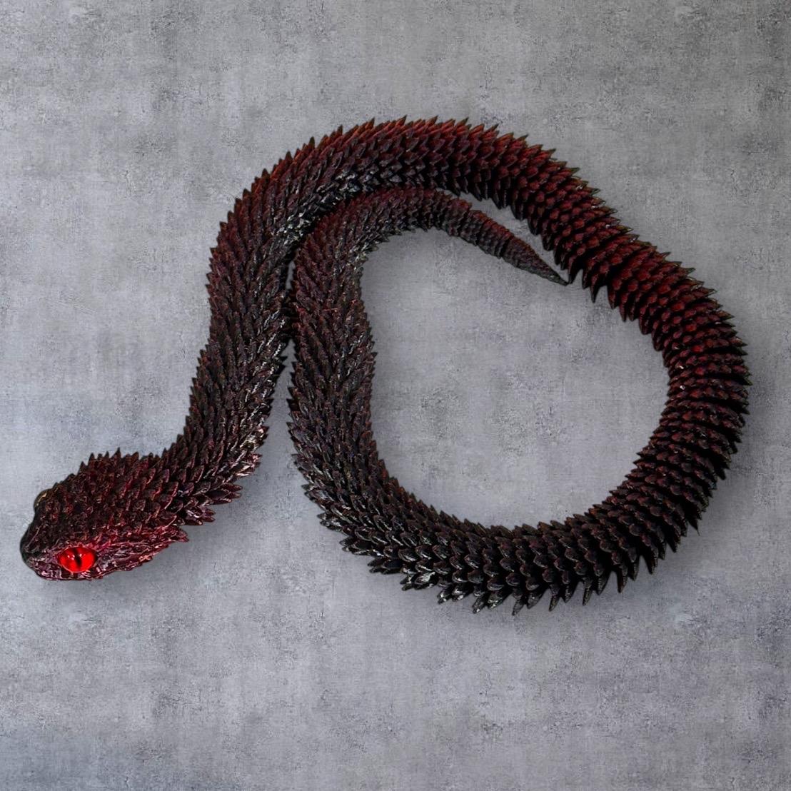 2ft Bush Viper 3D Printed Figurine with Glass Eyes