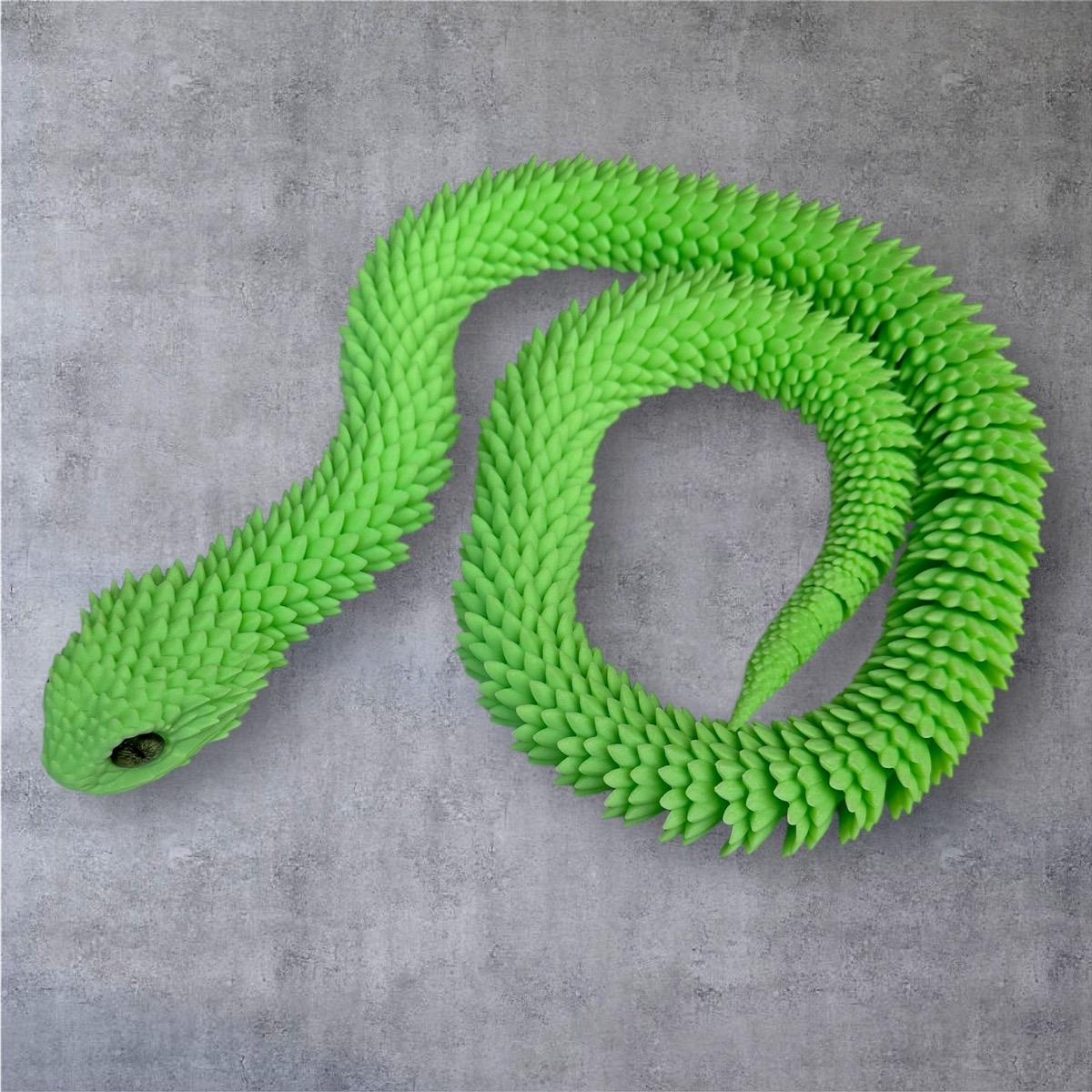 2ft Bush Viper 3D Printed Figurine with Glass Eyes