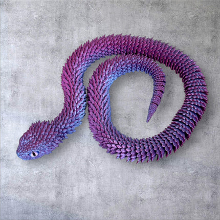 3ft Bush Viper 3D Printed Figurine with Glass Eyes