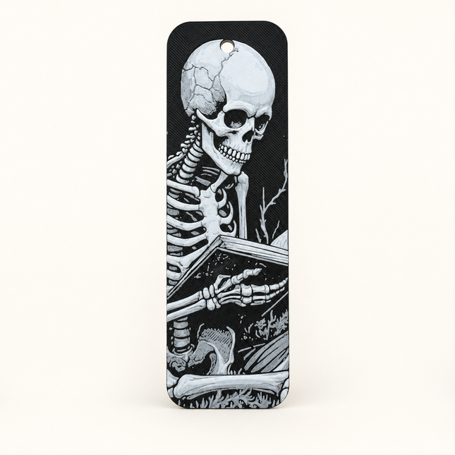 Booked for Eternity – Reading Skeleton Bookmark