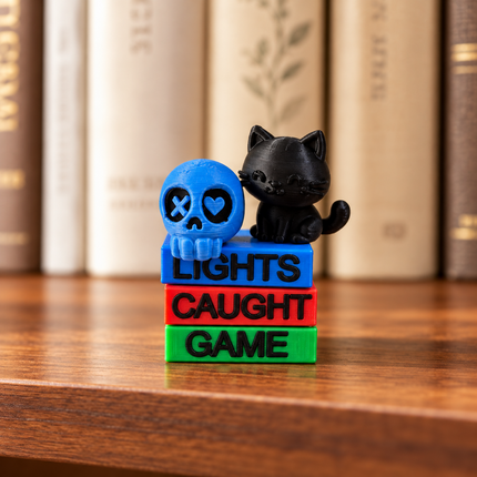 Into Darkness miniature 3D printed book stack