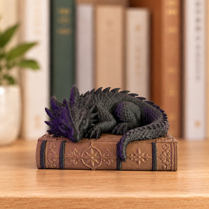 Book Dragon - Black bookish decor figurine