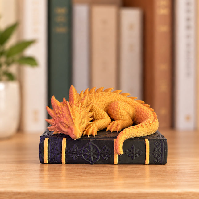Book Dragon - Gold bookish decor figurine