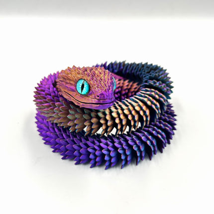 2ft Bush Viper 3D Printed Figurine with Glass Eyes