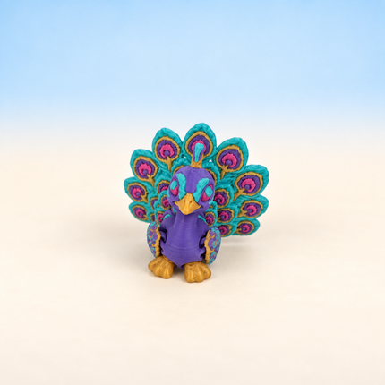 Micro Peacock miniature in Purple and Turquoise, individual variant photo.