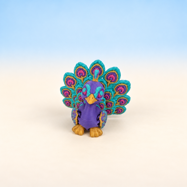 Micro Peacock miniature in Purple and Turquoise, individual variant photo.
