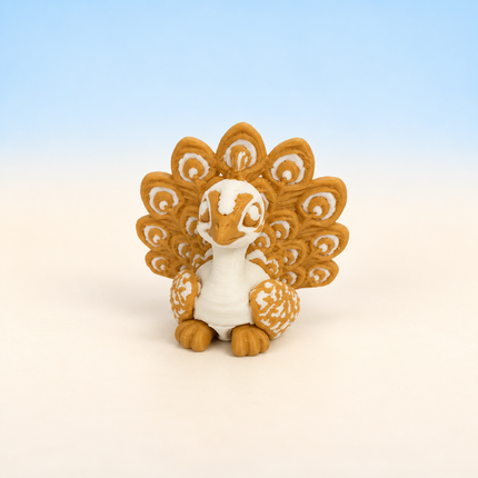 Micro Peacock miniature in White and Gold, individual variant photo.