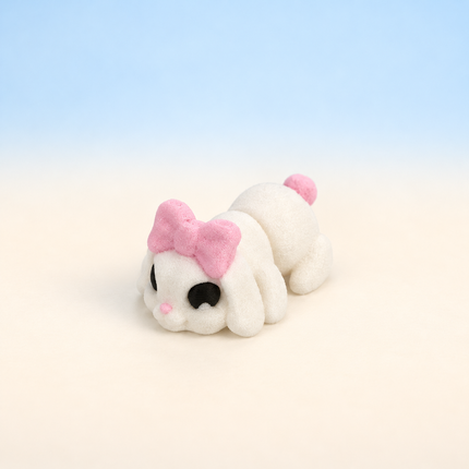 Micro Rabbit miniature in White with Pink Bow, individual variant photo.