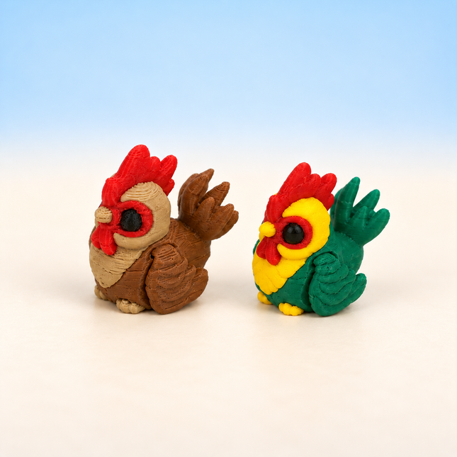 Micro Rooster miniatures displayed together; group photo showing the available options.