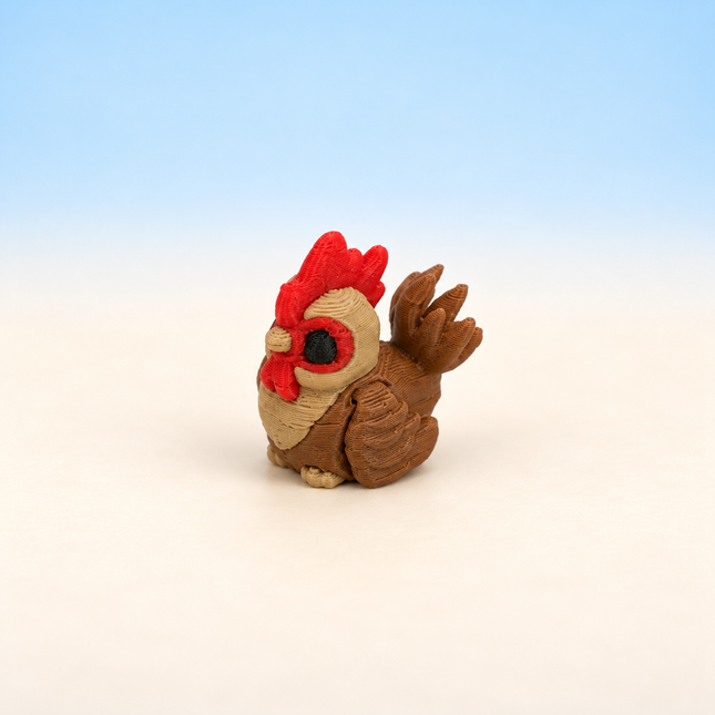 Micro Rooster miniature in Brown, individual variant photo.