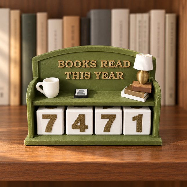 Green Simple Book Counter with Books Read This Year text and number blocks
