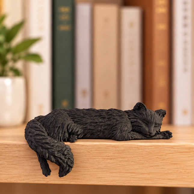 Sleeping Cat - Black bookish decor figurine