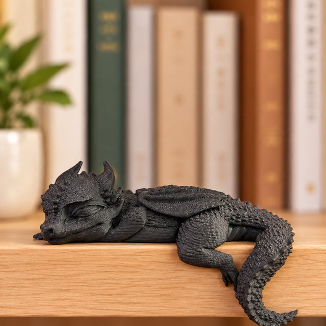 Sleeping Dragon - Black bookish decor figurine