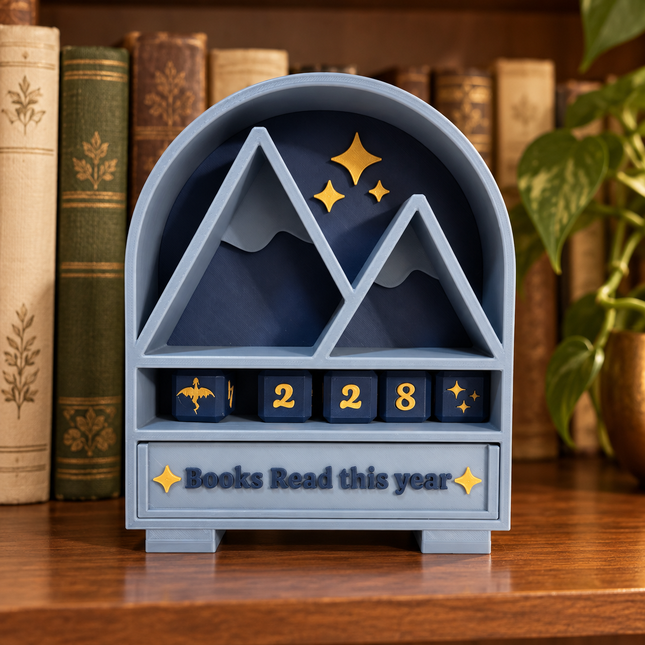 Starry Mountain Book Counter — Oleon3D bookish shelf decor
