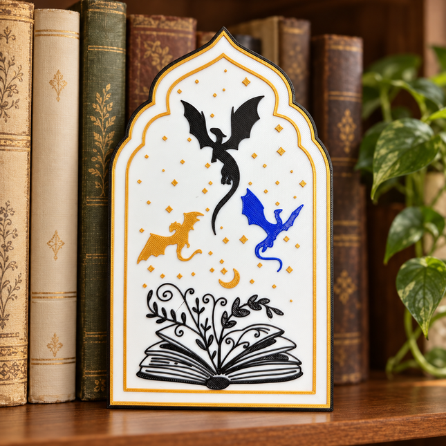 Three Dragons Light Box — Oleon3D bookish shelf decor